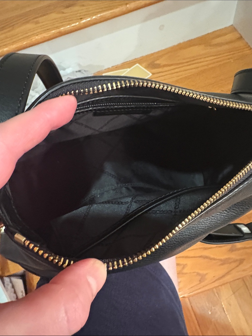 Michael Kors Black Pebble Leather Shoulder Bag with Gold Hardware - Picture 4 of 5